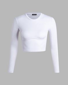 Details: Essential ribbed long-sleeve topTopLength: CroppedSleeveLength: Long SleevesMaterials:35% Cotton + 60% Polyester + 5% Spandex Spring Ribbed Fitted Long Sleeve Top, Long Sleeve Stretch Crop Top In Solid Color, Elastane Long Sleeve Crop Top, Long Sleeve Stretch Solid Color Crop Top, Long Sleeve Elastane Crop Top, Spring Crew Neck Long Sleeve Top, Fitted White Ribbed Long Sleeve Top, White Long Sleeve Top With Thumbholes For Spring, Fitted White Long Sleeve Ribbed Top