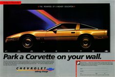 an ad for chevrolet's corvette on the back cover of a brochure