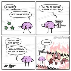 a comic strip with an image of a brain and the words, i am sorry to survive