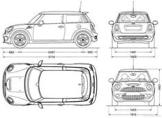 an image of the front and side view of a mini cooper