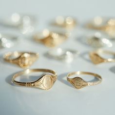 Cygnet Ring, Yellow Gold - Catbird Catbird Signet Ring, Signet Initial Ring, College Rings Womens, Cygnet Ring, Push Present Jewelry, Index Finger Rings For Women, Catbird Ring, Rings Styling, Secret Ring