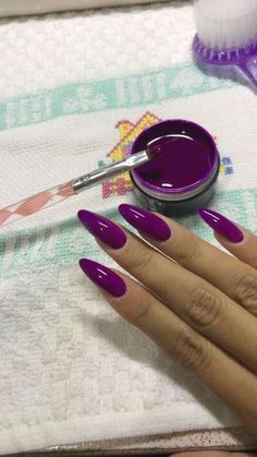 Ongles Gel Violet, Magenta Nails, Dark Purple Nails, Violet Nails, Unghie Sfumate, Purple Acrylic Nails, Luxury Nails