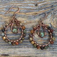 Pendientes Boho pendientes de aro joyería Boho joyería | Etsy Jewelry Rustic, Boho Hoop Earrings, Earthy Jewelry, Indie Jewelry, Earrings Stone, Dope Jewelry, Handmade Wire Jewelry, Earrings Hoop, Funky Jewelry