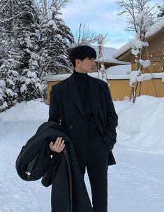 Turtle Neck Outfit Men, Turtle Neck Outfits, Bad Boy Outfits, Bad Boy Style, Black Outfit Men, Turtle Neck Men, Black Korean, Black Suit Men