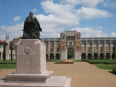 there is a statue in front of the building