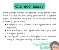 an opinion writing paper with the words opinion written in green and white, on top of it