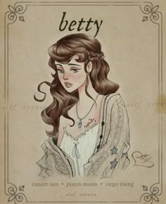 a drawing of a woman with long hair and an inscription that says betty on it