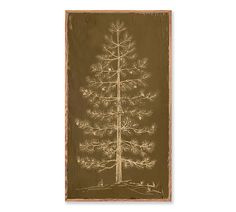 a brown and white drawing of a pine tree