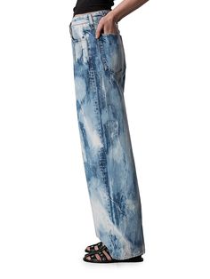 "Find RAG & BONE Logan Tie-dye Wide-leg Jeans on Editorialist. Crafted of rigid denim, the Logan jeans from rag & bone feature a relaxed wide-leg fit and watercolor print. Belt loops Five-pocket style Zip-fly, button closure 100% cotton Machine wash Imported SIZE & FIT Rise: about 11.5\" Inseam: about 30.5\" Leg opening: about 20\" Model measurements: 5'10\" tall Model is wearing a US size 4 ABOUT THE BRAND In 2002, rag & bone founder Marcus Wainwright combined his British heritage with a downtown-New York aesthetic to set the tone for the label. At the heart of the edgy-yet-laid-back brand is its focus on quality craftsmanship and attention to detail. The epitome of cool, off-duty style, it's no wonder the signature second-skin denim is favored by many. rag & bone. Color: Indigo Water Col Denim Washes, Tie Dye Jeans, Downtown New York, New York Aesthetic, Bone Color, British Heritage, Neutral Outfit, Zara Jeans