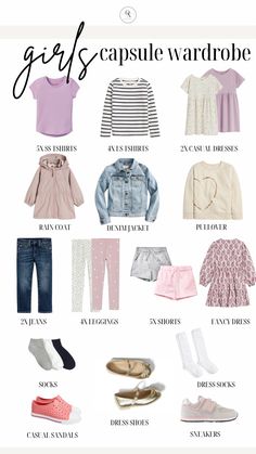 Girls Capsule Wardrobe for Spring: Key Staples for toddlers, tweens and teens Spring Outfits Kids, Chloe Style, Girls Spring Outfits, Kid Styles, Fall Wardrobe Essentials, Spring Capsule, Spring Capsule Wardrobe, Summer Capsule Wardrobe