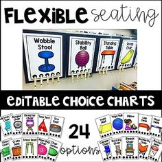 the editable choice chart for flexible reading is displayed in front of several different posters