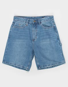 Thrills Slacker Denim Shorts. A Classic For A Reason, Thrills' Slacker Denim Short Is More Comfortable And Durable Than Ever. The Relaxed, Loose Fit Echoes The Baggy Comfort Of The 90s, While Multiple Front And Back Pockets Offer Handy Storage For Essentials. Made From Premium Cotton Denim With Reinforced Stitching, These Men's Shorts Are Made For The Long Haul. Button Closure With Zip Fly. Traditional 5-Pocket Styling. Hammer Loop. Logo Embroidery At Coin Pocket. Long Rise. Relaxed Fit. 100% Organic Cotton. Machine Wash. Imported. Navy Blue Shorts Outfit Men, Birks Boston, Men Jean Shorts, Pinterest Boy, Loop Logo, Overalls Boys, Chino Pants Women, Wwe T Shirts, Mens Jean Shorts