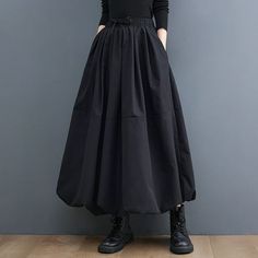 Womens Retro High Waist Black Big Skirt Elastic Pockets Skirt Skirts with Leggings Gender: Women Occasion: Daily Style: Casual, classic, cute, elegant Season: Spring, Summer Autumn, Winter Package Contents: 1 x Skirt Size: One Size.  Color: Multicolor.  Gender: female.  Age Group: adult. Casual Black Pleated Maxi Skirt, Black Pleated Casual Maxi Skirt, Black Pleated Summer Skirt, Black High Waist Maxi Skirt, Black High Waist Skirt For Summer, Black Long Skirt For Spring, Black Skirt With Elastic Waistband For Summer, Black Pleated Maxi Skirt For Spring, Black Skirted Bottoms