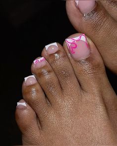 White French Tip Toes With Design, Pedicure Designs Toenails Fall, Toe Nail Designs Black Women, French Tip Pedi, Holiday Pedicure Ideas, Acrylic Nails And Toes Matching, Big Toe Design, Acrylic Toes Ideas