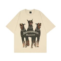 This Doberman Pinscher t-shirt is a long-lasting garment suitable for everyday use. It has an oversized fit with a high-quality graphic print on the front. Vintage Graphic Print T-shirt, Cool Graphic Print T-shirt, Doberman Tee Shirts, T Shirt Oversize, Doberman Pinscher, Streetwear Y2k, T Shirt Oversized, Style Streetwear, Dog Print