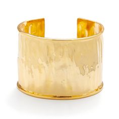 For the Bold. This wide gold cuff looks marvelous with nearly anything in your closet, but especially so with your big-personality pieces. Bright colors, strong silhouettes. Molten Effect Cuff Bracelet (No. J8070). Lustrous gold-tone sterling silver cuff bracelet, generously-proportioned at 2 1/2" wide. Imported. Luxury Cuff Bracelet With Box Clasp, Big Bracelets, Wrist Accessories, Gold Bracelet Cuff, Gold Cuffs, Sterling Silver Cuff Bracelet, Fall Accessories, Sterling Silver Cuff, Silver Cuff Bracelet