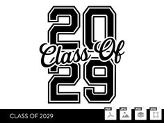 the class of 209 logo is shown in black and white