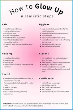 basic realistic things to do in order to glow up <3 comment if you're going to do some of these :) follow for more #glowup #fashion #pilates #healthy #lifestyle #clothes #girls it girl, self care, that girl, beauty tips, glow up tips How To Look Attractive, Homeopathic Remedies, Beach Beauty, Clean Hair, Summer Glow, Glow Up Tips, Mom Help, It Girl, Body Moisturizer