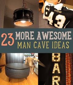 there are many different items that can be seen in this collage with the words 25 more awesome man cave ideas