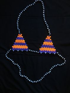 Elastic Kandi Bikini Top - Etsy Beaded Triangle Top Swimwear For Pool, Beaded Swimwear With Triangle Top For Pool, Beaded Triangle Top Swimwear For Vacation, Beaded Swimwear For Beach Season, Kandi Top, Diy Kandi, Womens Costumes, Kandi Patterns, Kandy