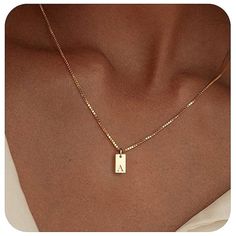 * : Initial A Necklace Length:16.5"+2" , Tag Pendant: About 0.23”*0.39”, With 0.8mm Wide Box Chain, Simple And Stylish * : Add This Dainty Initial Necklace To Your Jewelry Collectionit Can Be Worn Alone Or Layered With Other Necklaces For Most Everyday Outfits. * : Our Gold Initial Necklaces Are Made Of 14k Real Gold Plated Brass. Gold Box Chain Won't Hurt Your Skin While Remaining Strong. * : Choose Your Own Gold Letter Necklace Or That Of Your Loved Ones And Create Your Unique Jewelry. We Offe Initial A Necklace, Gold Initial Necklaces, Dainty Initial Necklace, Initial A, Initial Necklaces, Gold Letter Necklace, Initial Necklace Gold, Gold Letter, Gold Box