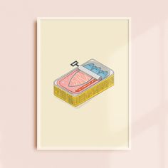 an illustration of a food container with meat on it and a fork sticking out of the lid