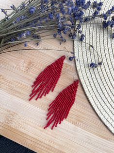 Matte Beaded Earrings Red/yellow/dark Red Seed Beaded Earrings - Etsy Ukraine Red Colorful Beads Dangle Earrings, Red Dangle Beaded Earrings With Colorful Beads, Red Colorful Beaded Dangle Earrings, Red Dangle Earrings With Tiny Beads, Red Drop Earrings With Tiny Beads, Handmade Red Beaded Earrings With Round Beads, Handmade Red Beaded Earrings, Red Dangling Beaded Earrings, Red Beaded Dangle Earrings With Tiny Beads