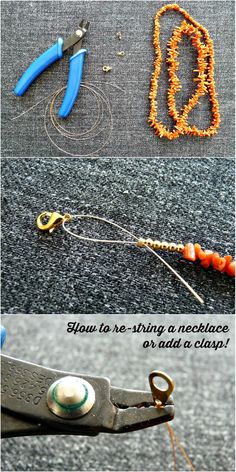 How To Add A Clasp To A Necklace, Necklace Tutorials Step By Step, How To Attach Clasps To A Necklace, How To Clasp A Necklace, How To Make A Pearl Necklace Tutorials, How To Make A Bracelet With A Clasp, How To Tie A Clasp On A Necklace