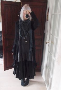 Dark Mori Kei, Dark Mori Fashion, H Naoto, Hand Knit Cardigan, Mori Girl Fashion