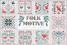 folk motive with red and green designs