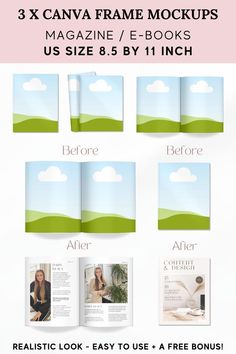 Mockup Book Canva Magazine Ideas, Canva Frames Elements, Canva Frames Keywords, Canva Shapes, Canva Ideas Design, Canva Sizes, Canva Mockups, Canva Magazine, Canvas Elements