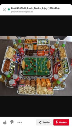 an image of a football party food spread out on a table