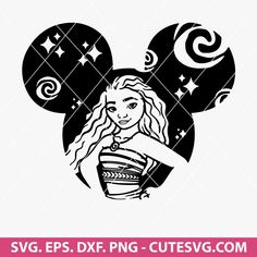 minnie mouse head with stars and swirls on it, svg eps dxf