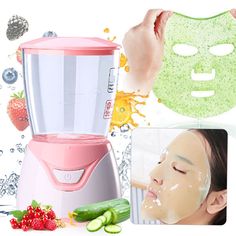 Natural Collagen Fruit Vegetable DIY Face Mask Maker Machine Facial Skin Care Features: Exquisite design, small body and light weight makes it portable for travel.  Better nutritious absorption, whitening skin, restoring skin flexibility and vitality. Low noise, one button to operate, easy to operate. It allows you to make various kinds natural face masks depending on your skin. The mask will be formed evenly on the mask plate by only pouring the liquid, no need of paper mask or spoon to shape i Face Mask Maker Machine, Face Mask Maker, Face Mask Machine, Diy Collage, Tighten Facial Skin, Mask Maker, Turmeric Face Mask, Collagen Facial, Natural Face Mask