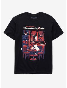 Haunted By Cats T-Shirt By Ilustrata Deathly Hallows Book, Cat Text, The Deathly Hallows, Dark Kitchen, White Cats, Boring Clothes, Deathly Hallows, Cat T