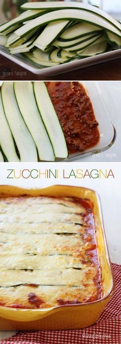 zucchini lasagna in a casserole dish