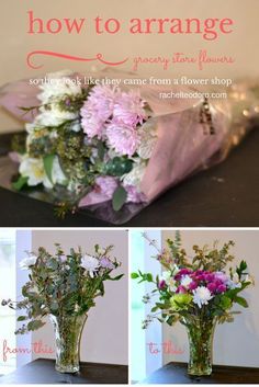 how to arrange flowers in vases with text overlay