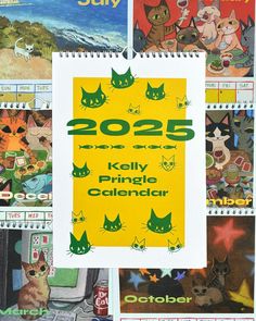 a calendar with pictures of cats and kittens on it's cover, including the date