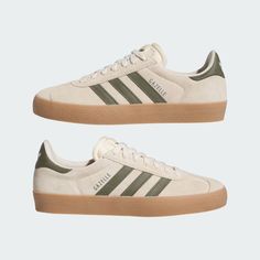 adidas Gazelle ADV Shoes - Beige | Free Shipping with adiClub | adidas US Adidas Gazelle Cream Green, Adidas Shoes Women Trendy, Trendy Shoes Adidas, Fall Adidas Shoes, Neutral Adidas Shoes, Cute Basic Shoes, Adidas Gazelle Brown, Adidas Vintage Shoes, Women’s Sneakers