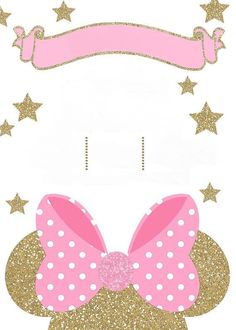 a pink and gold minnie mouse party decoration