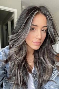 Say goodbye to boring brunette hair! Our latest post is sharing 35 ultra-stylish dark brown hair color ideas you'll absolutely love. From dimensional charcoal balayage to smokey gunmetal babylights to this luxe look of dark brown hair with gray highlights, there's a color combo for everyone. Click the pin to explore all the options! Dark Brown Hair Color Ideas, Natural Brunette, Brown Hair Color Ideas, Grey Hair Inspiration, Brown Hair Color, Dark Hair With Highlights