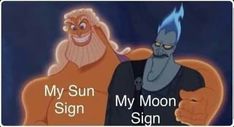 two cartoon characters with the caption'my sun sign, my moon sign '