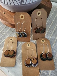 Handmade leather/cork/wood earrings Cork Earrings, Cork Wood, Wood Earrings, Handmade Leather, Leather Handmade, Diy Jewelry, Jewelry Earrings Dangle, Cork, Etsy Earrings