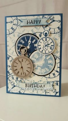 a birthday card with a clock on it