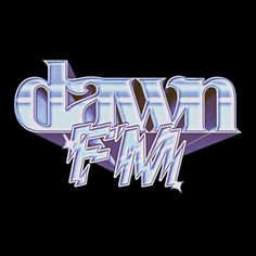 the logo for dawn fem is shown in blue and white on a black background