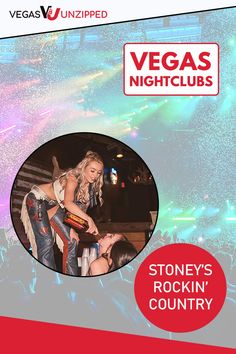 the vegas nights flyer features an image of a woman on stage