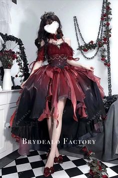 Custom Off Shoulder Red Black Puffy A-line high-low Lolita Dress Inspiration Images. #dress #2024 #lolitadress Red Flower Wedding, Flower Wedding Dress, Gothic Princess, Style Types, Op Dress, Spring Summer Autumn Winter, Wedding Dresses With Flowers, Heavy Industry, Flower Wedding