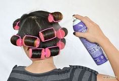 How To Place Hair Rollers, Sponge Rollers On Natural Hair, Girly Nights, Curls At Home, Sponge Hair Rollers, Foam Rollers Hair, Rollers Hair, Roller Curls