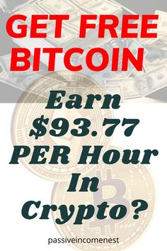 a pile of money with the text get free bitcoin earn $ 9, 897 per hour in crypt