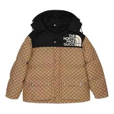 Gucci x The North Face GG Monogram Padded Coat 'Beige Ebony Black' 670909-Z8APZ-2184 North Face X Gucci, Gucci Jacket, Gg Monogram, Gucci Logo, Puffer Jacket Women, Padded Coat, North Face Women, Gucci Men, Padded Jacket